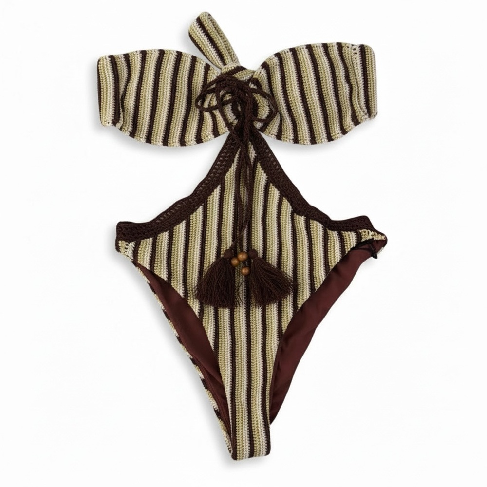 🔥TulaRosa Toni Crocheted Monokini Desert Stripe XXS, XS, S, M, L NWT Boho Cutout